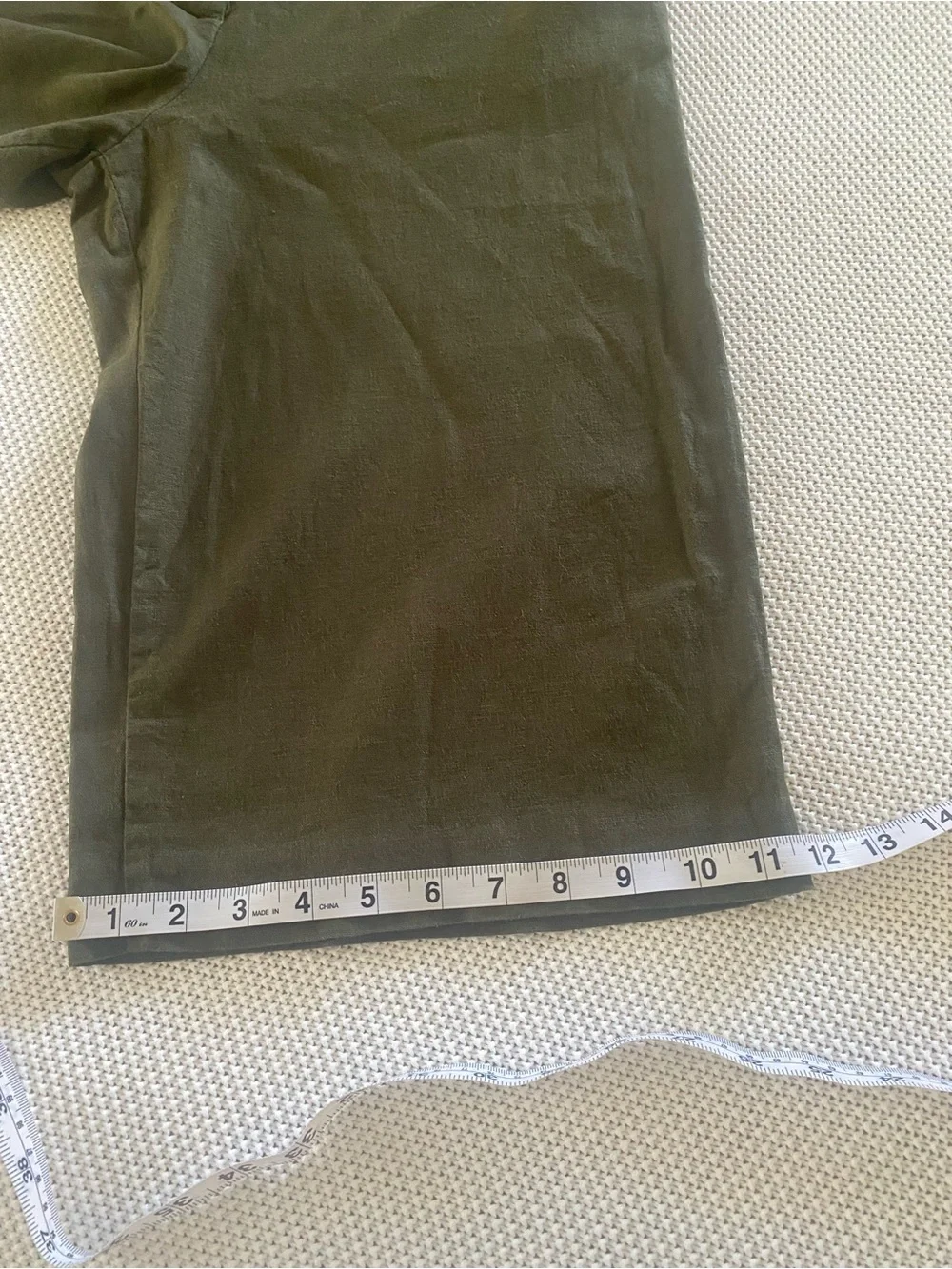 Zara Olive Linen Blend Wide Leg Capri Pants Medium